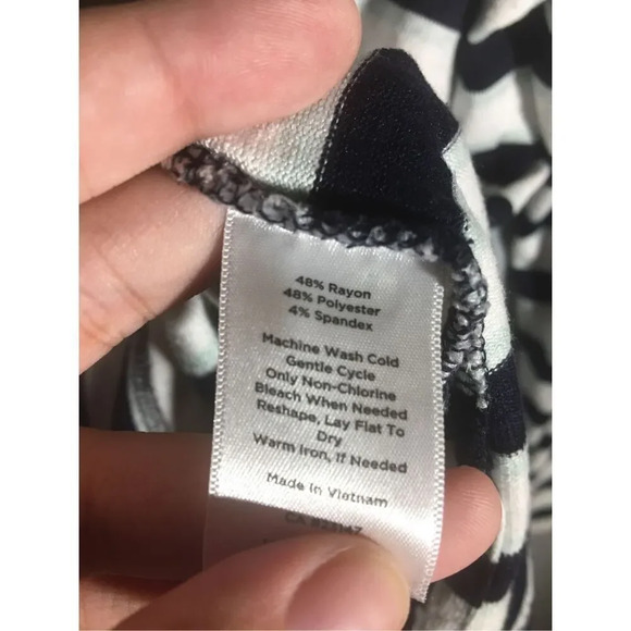 Womens T by Talbots Sweater Navy Blue White Striped Keyhole Back Scoop Neck - Picture 3 of 6